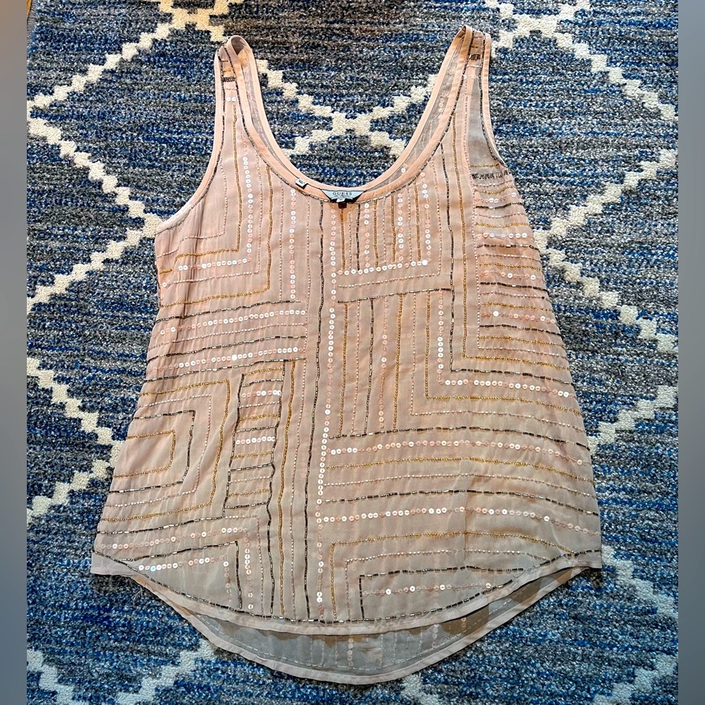 Guess Size M Beaded Sheer Tank